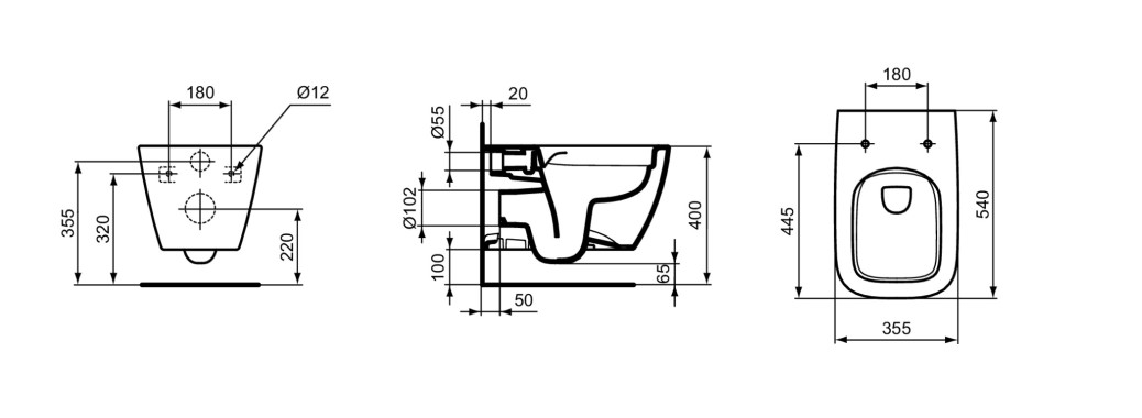 Sanitari Sospesi Ideal Standard I.Life B Vaso T461401 Scarico RimLS+ ...